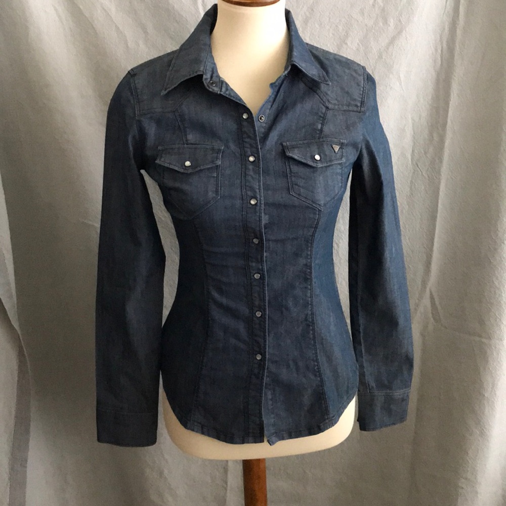 Guess Collared Button Down Chambray